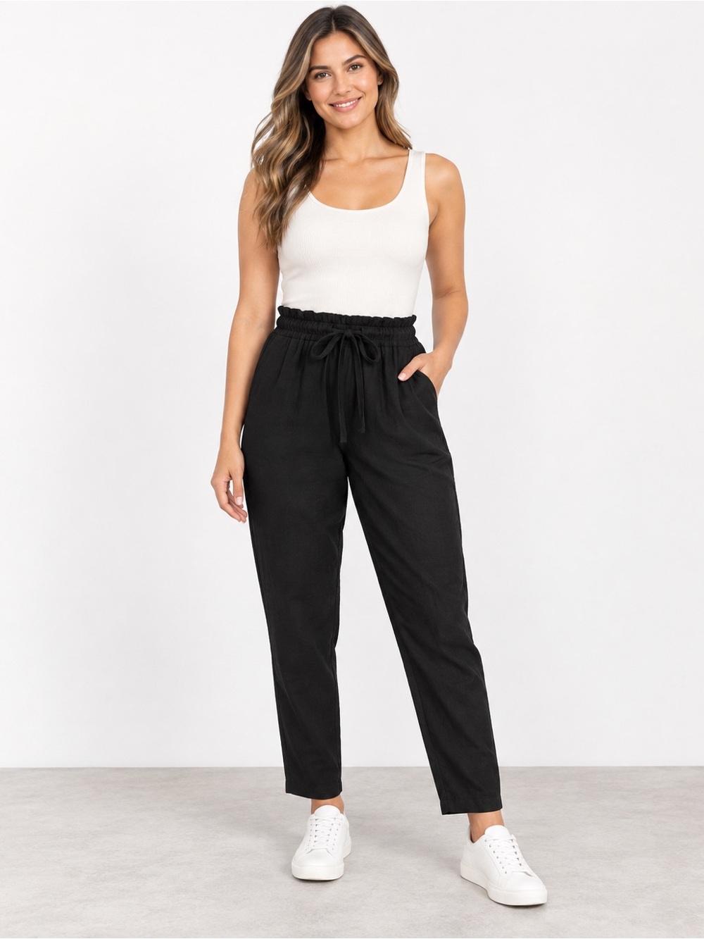ANTTHONY Original Women’s Black Paperbag Waist Pants Size Small